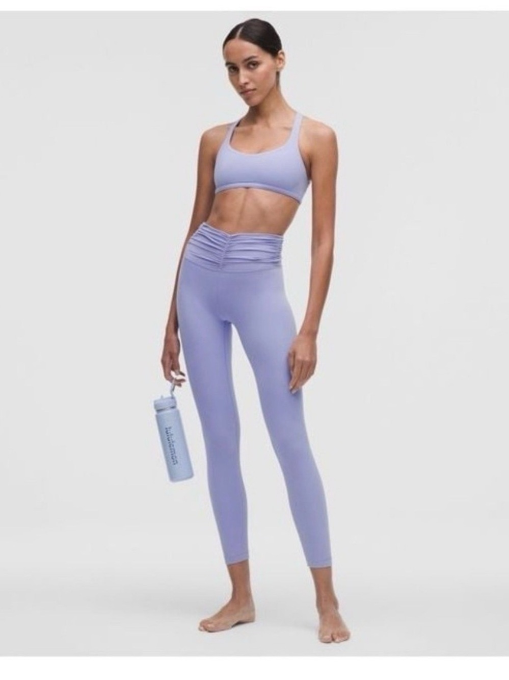 Lululemon Size 14 All it Takes Ruched 25” Leggings in Lilac Purple
